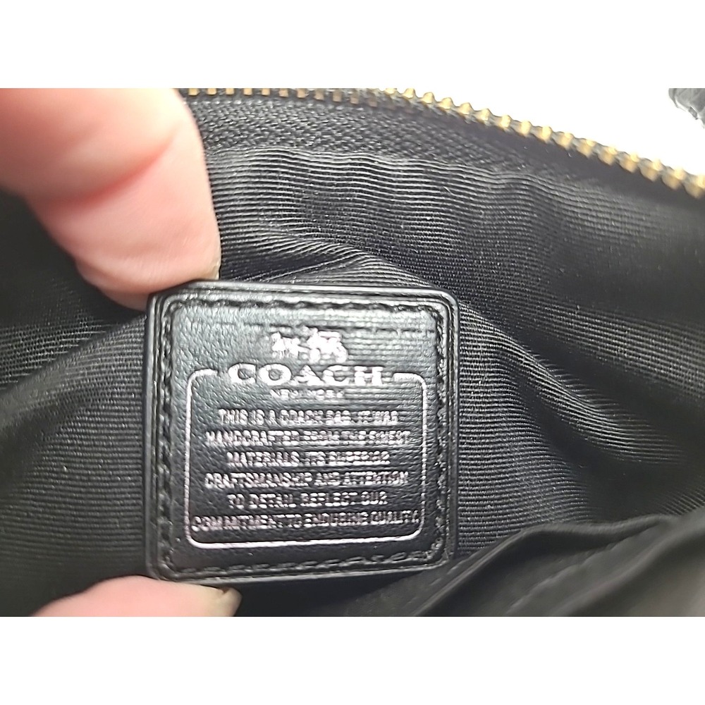 Coach Black Pebbled Leather Studded Wristlet‎ Clutch - Picture 5 of 10